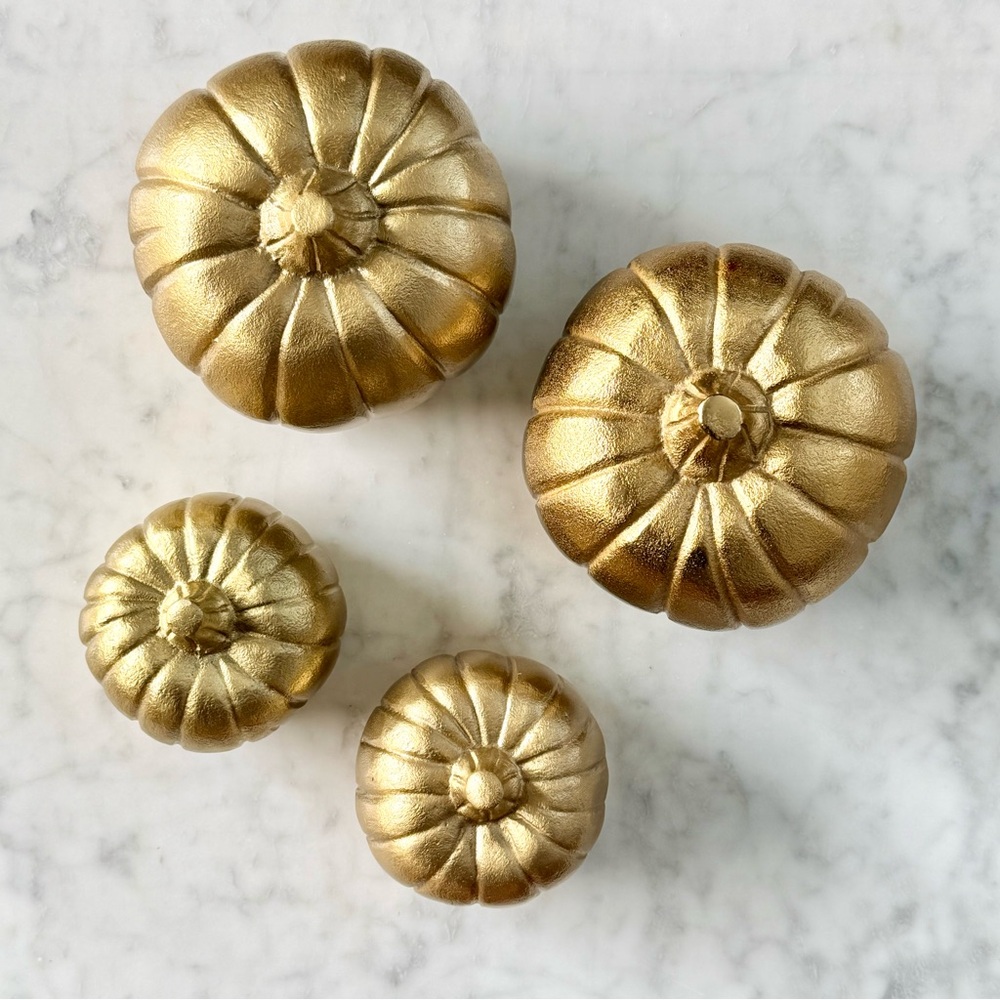 ‼️LAST CHANCE‼️ Set of 4 Gold Metal Decorative Pumpkins by Madeleine Home